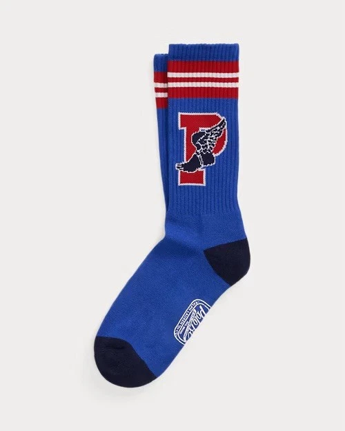 Polo Ralph Lauren RL P-Wing Cotton-Blend Crew Socks Blue One Size Deadstock NWT