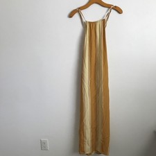 FAITHFULL THE BRAND WOMENS DRESS 2 Yellow Stripe Maxi Summer Resort Wear Casual