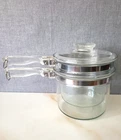 Vintage Pyrex Double Boiler 6283 Clear w/ Lid 1.5 Qt