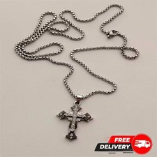 Rhinestone Cross Pendant Necklace Gothic Punk Jewelry