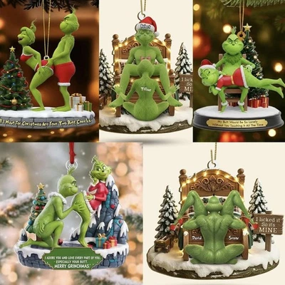 5PCS Funny Grinch Christmas Ornament Acrylic Xmas Tree Hanging Decorations