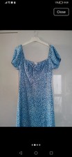 Blue And White Floral Print Milkmaid Dress Size Small. In Perfect Condition