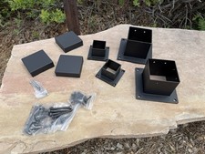 Cheap! Two 2” & Two 4” Steel Heavy Duty Post Flange Bases + BONUS 4” Newel Caps