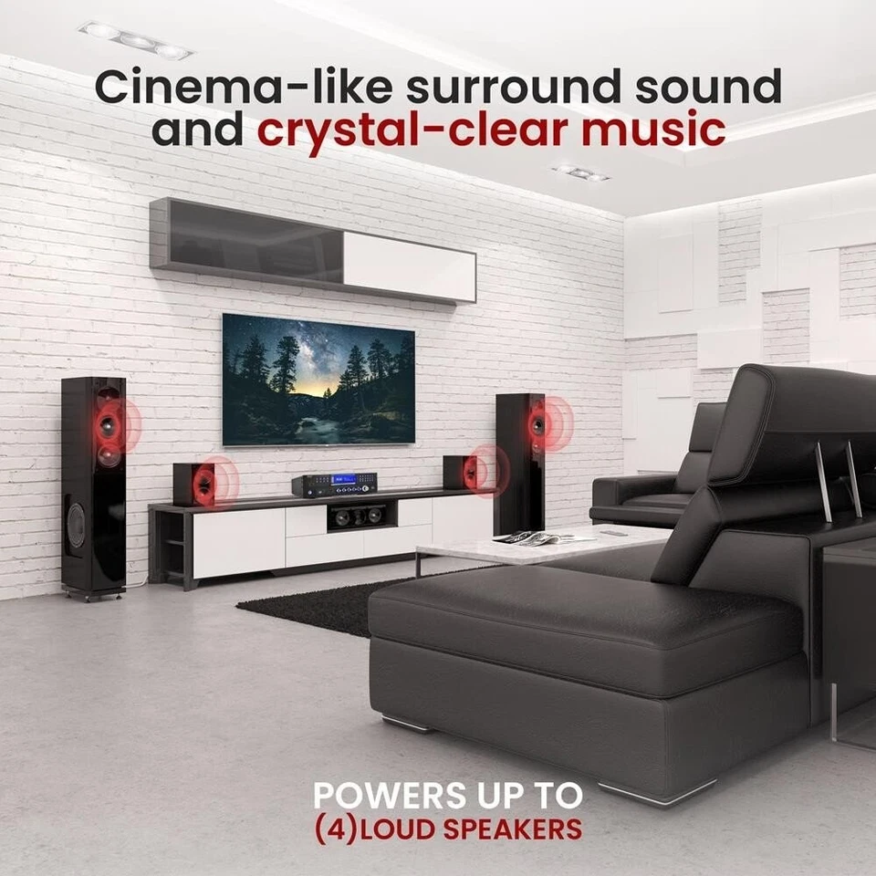 Pyle Bluetooth Home Theater Amplifier Receiver-Multimedia Disc Player, 1000 Watt - Image 3 of 4