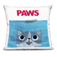 Paws Cat Movie Parody Blue Print Zipper Polyester 18 In. X 18 In. Throw Pillow
