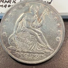 1853 Seated Liberty Half Dollar, Arrows & Rays One Year Type XF Cleaned C-119