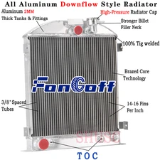 3-Rows Aluminum Radiator For 1932 Ford Hi-Boy Hot Rod Grill Shells Ford V8