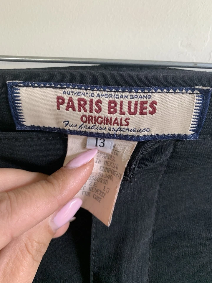 Paris Blues Originals Women 13 Y2K Low Rise Flare Pants Black Trousers Vtg 2000s - Image 2 of 4