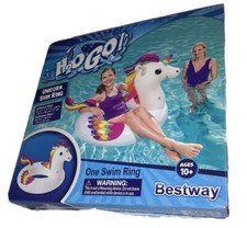Inflatable Swim Ring Unicorn Bestway 40  Float Vinyl NIB H2O-GO Rainbow