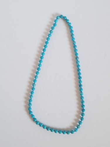Vintage Turquoise Polished Round Bead Beaded Necklace Native American 30" - Picture 2 of 8