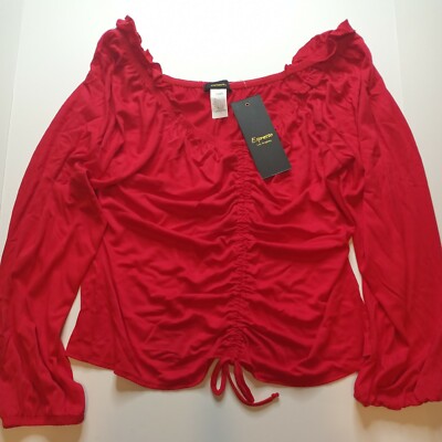 Espresso Los Angeles Size Large Red Top Blouse Rayon Spandex