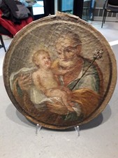 antico dipinto ad olio su tela, supporto legno, '700