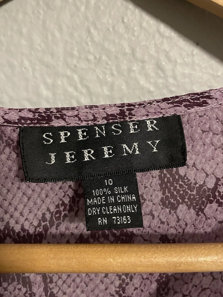 Top de mujer Spenser Jeremy vintage talla 10 púrpura estampado de serpiente seda pura mafia esposa Foto 4 de 4