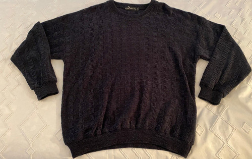 Baracuta, Vintage Baracuta Dark Blue/ Black Sweater Textured Knit Men’s