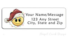 60 Personalized Return Address Labels 2/3" x 1 3/4" - Christmas Santa Emoji