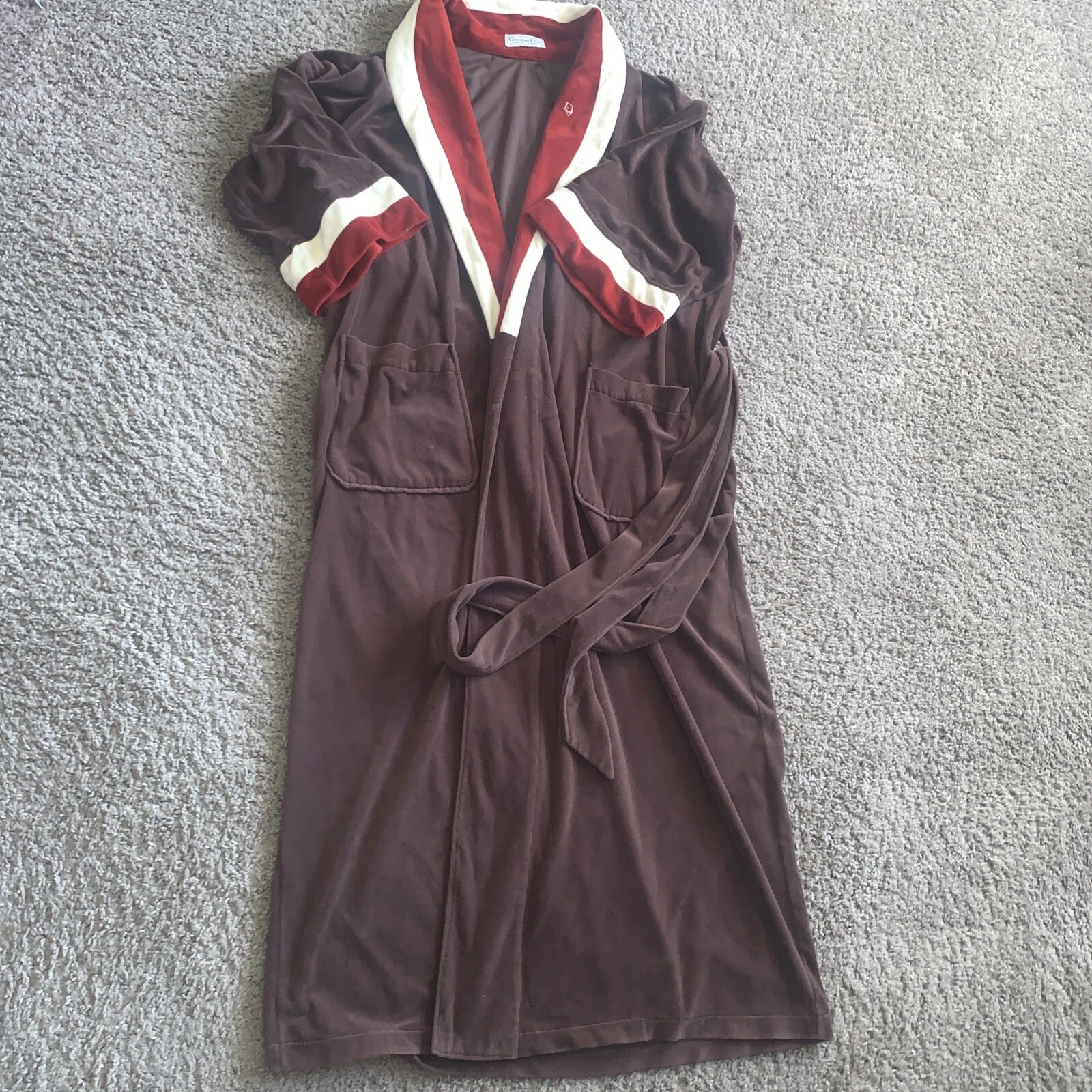 Robe Christian Dior De Chambre VINTAGE Taille Unique PARIS NEW YORK Bourgogne Marron