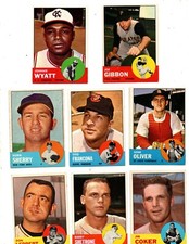 (8) EX/NM 1963 Topps Baseball Cards