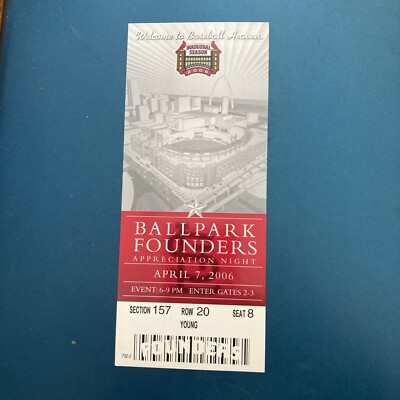 St Louis Cardinals 1st Event ticket Held At New Busch Stadium 3 2006 4/7/06