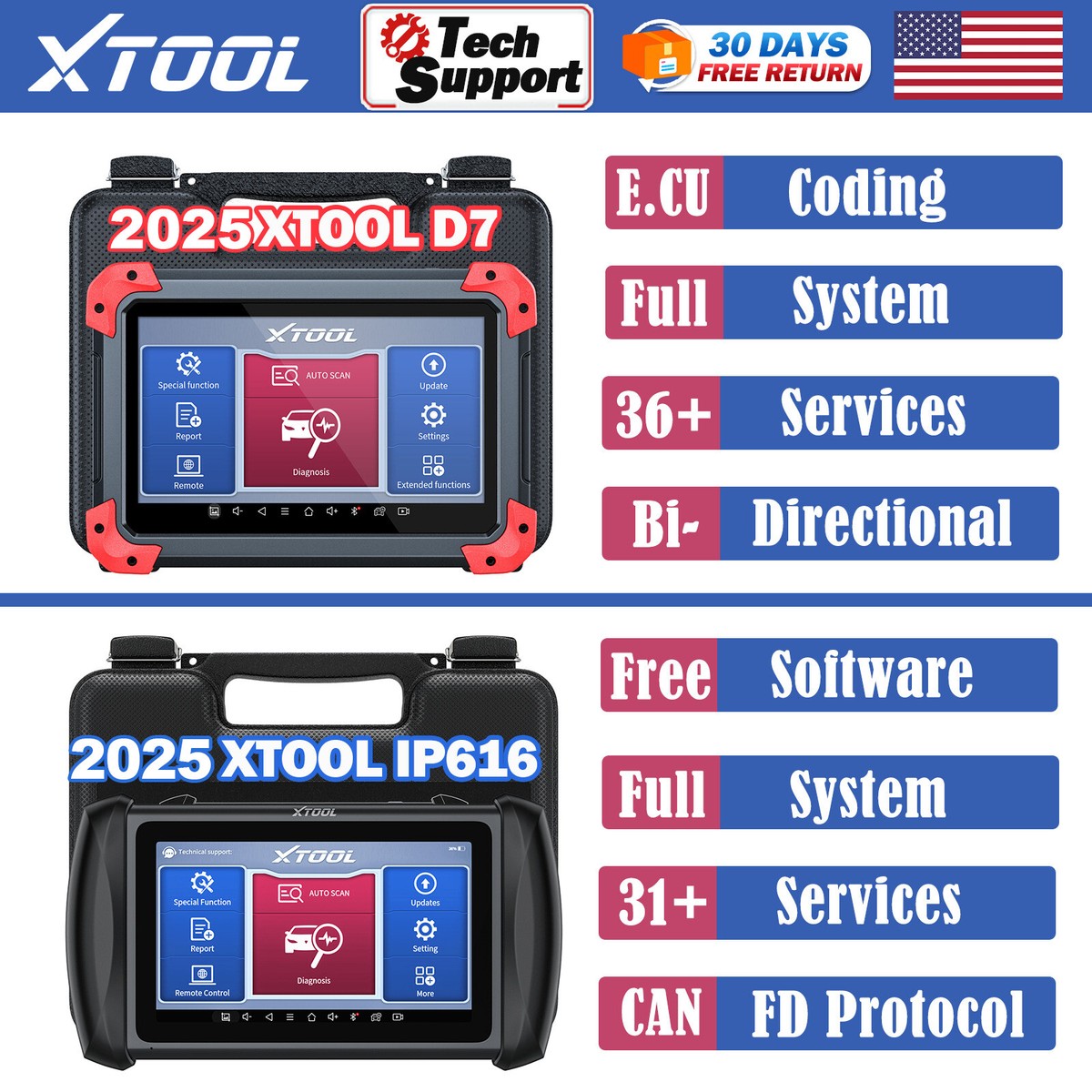 XTOOL D7 IP616 Auto Diagnostic Scan Tool Code Reader Scanner