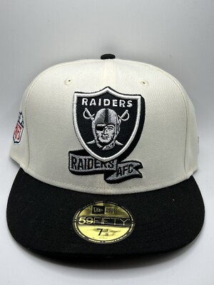 7 1/8 Las Vegas Raiders New Era Sideline Fitted Hat Cream Black 7 1/8 NFL