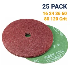 25PCS 7"x7/8" Calcined A/O Resin Fiber Sanding Grinding Disc 16 24 36 60 80 Grit