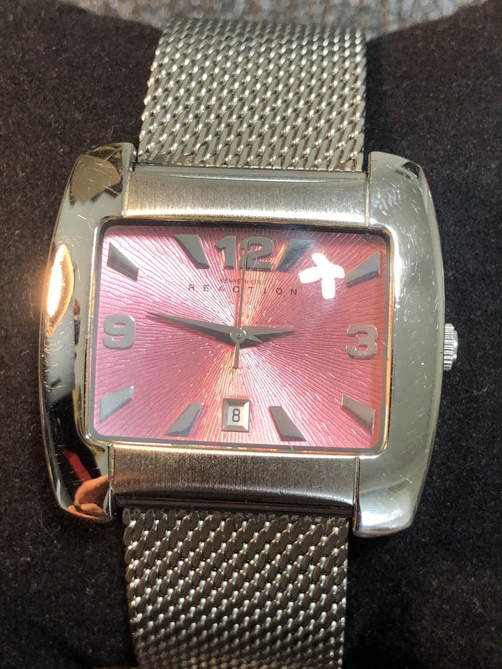 Женские часы Kenneth Cole Reaction полностью нержавеющая сталь розовый циферблат новый аккумулятор - Изображение 2 из 4