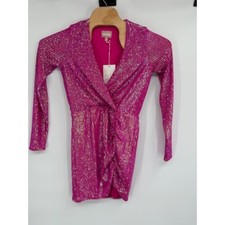 NWT Show Me Your MuMu Party Hop Hot pink disco Sequin Ruched Mini Dress Sz S