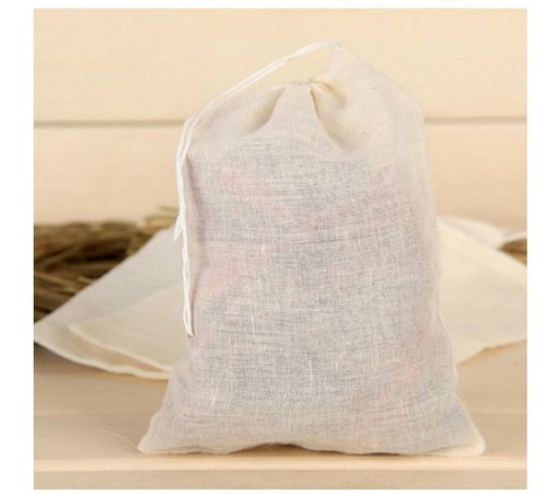 5x Cotton Muslin Coffee Cheese Milk Filter Bag Spices Tea Drawstring - Picture 8 of 11