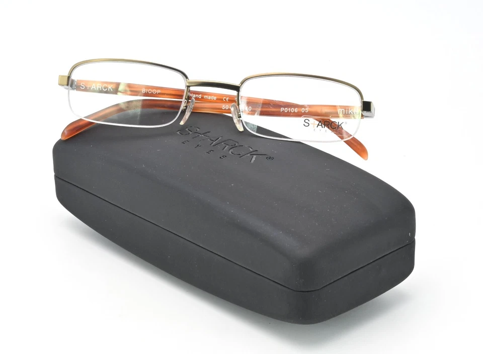 Armação de óculos Starck Eyes Mikli BIOOP P0106 05 quadrado latão sem aro Havana 50-22 - Imagem 4 de 4