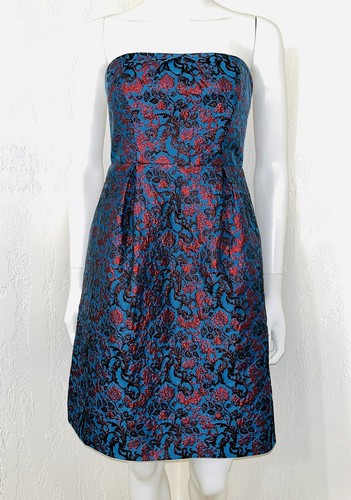 NWT Anthropologie Leifnotes Paprika Jacquard Strapless Fit Flare Dress Size 4 - Picture 3 of 24