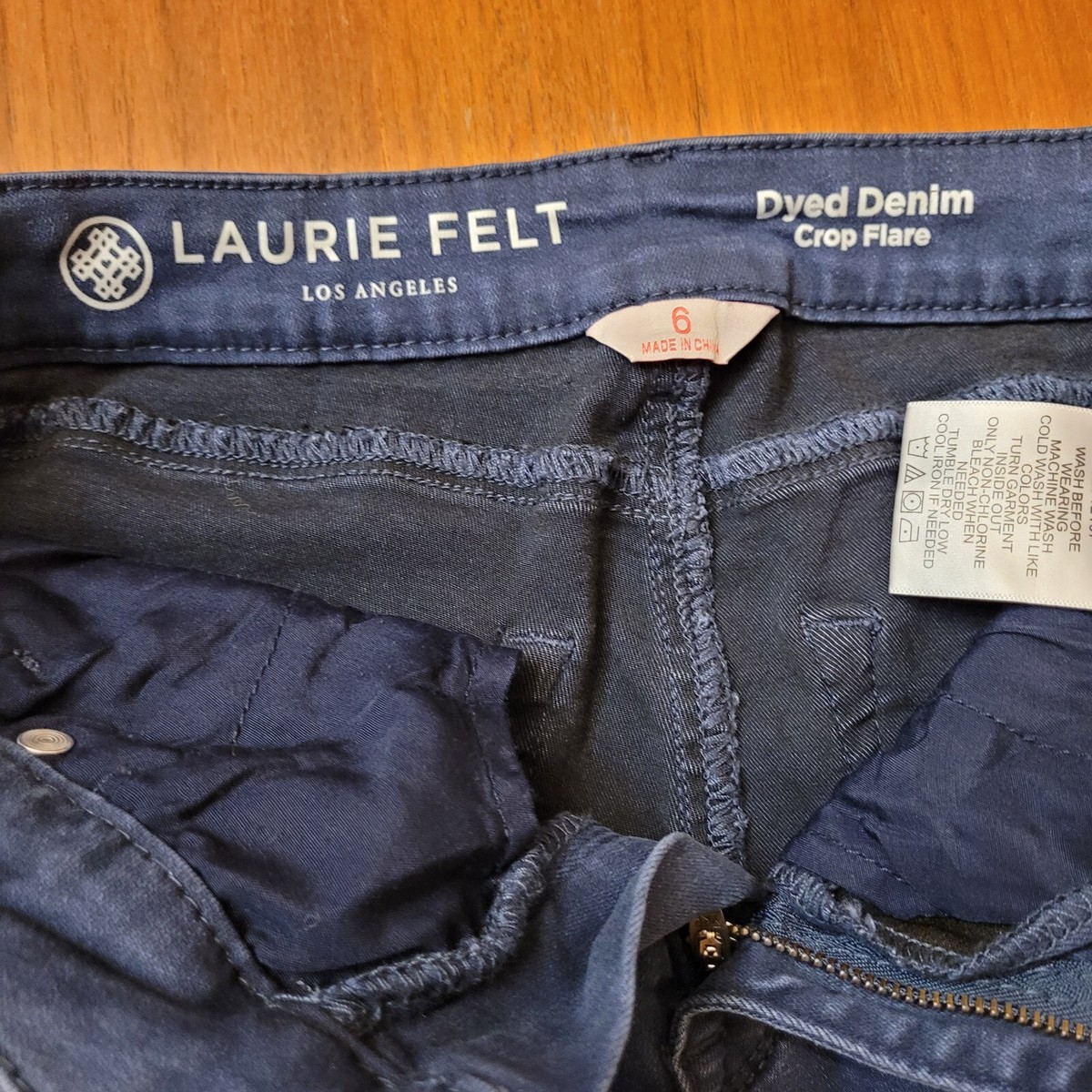 Laura Felt Dyed Denim CROP FLARE size 6 019 | eBay