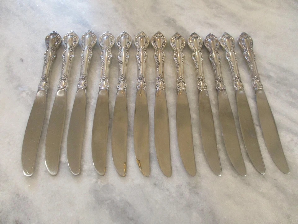 TOWLE STERLING SILVER KNIVES (12) SPANISH PROVINCIAL 1967 - 8-7/8" -NO MONO-835g - Image 4 of 4