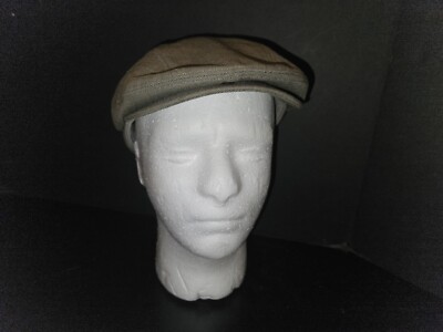 Pierre Cardin Paris Newsboy Flat Cap Cabbie Golf Hat Tan Beige