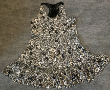 Gabby Skye Dress Womens 3X Black White Sleeveless Fit Flare Crochet Ruffle