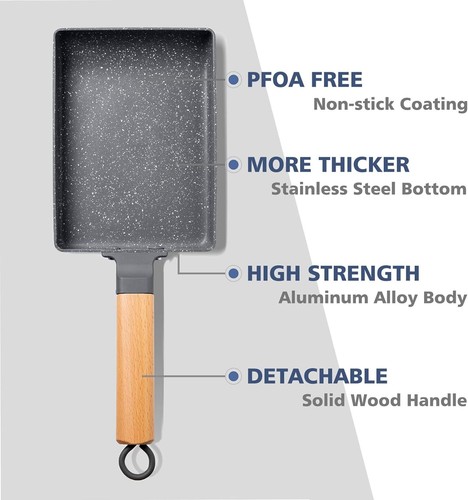 Tamagoyaki Pan Square Japanese Omelette Pan,Non-Stick Egg Roll Pan,Rectangle Fry - Picture 9 of 26