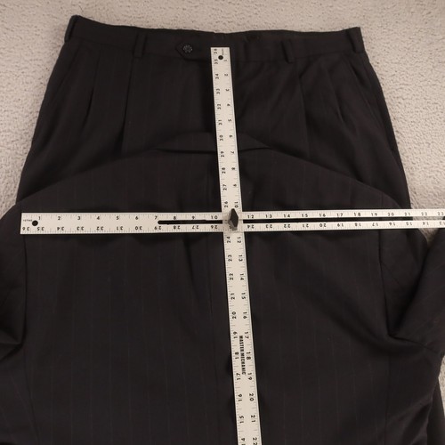 VTG Hopsack Suit M Blue Wide Pinstripe 100% Wool Super 100s USA 43R 36x29 - Picture 14 of 22