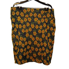 LuLaRoe Womens Cassie Pencil Skirt Sz 3XL Green Flower Pull On