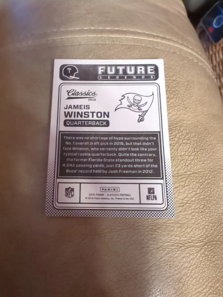 2016 Classics Future Legends Buccaneers Football Card #1 Jameis Winston - Image 2 of 2