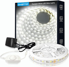 White LED Strip Light, 20 Ft Dimmable Bright Rope Lighting, 6500K 24V Strips, 36