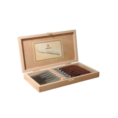 6 Steakmesser LAGUIOLE L´ECLAIR NEU+OVP in der Holz-Schatulle Pakka Holz Messer