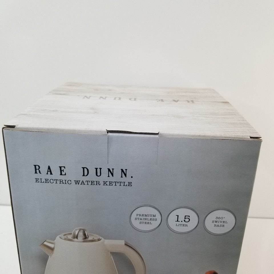 RAE DUNN New Electric Water Kettle 1.5 L Tea BREW Matte Cream Stainless