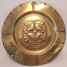 Arts & Crafts Brass Wall Plate with Clover Leaf
