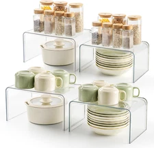 Clear Spice Rack Shelves, Pantry Organizers and Storage Set of 4, Display Shelf