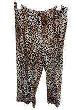 womans pants size Large pull on animal print ankle wide leg