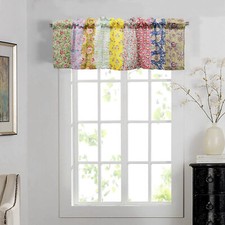 Patchwork Boho Window Curtain Valance Multicolor Floral Rod Pocket Valances 2 Pc