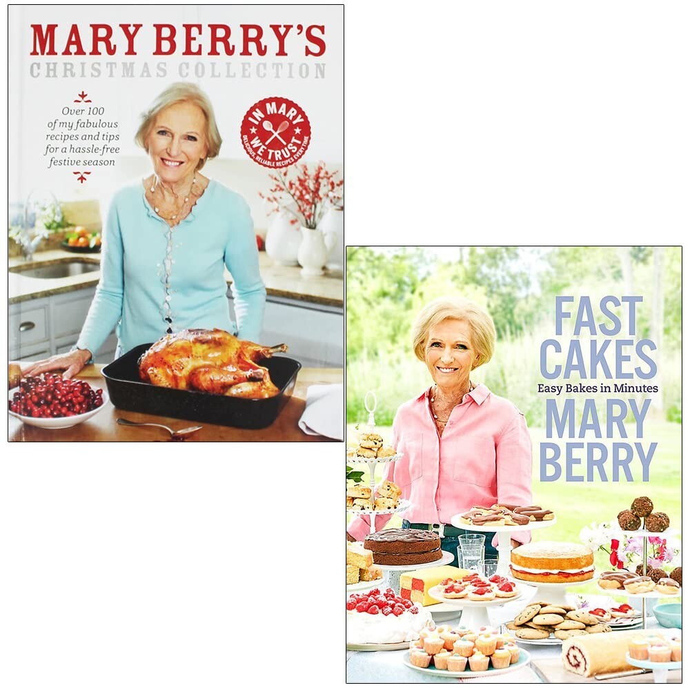 Mary Berry 2 Books Collection Set Fast Cakes Easy Bakes in Minutes, Christmas