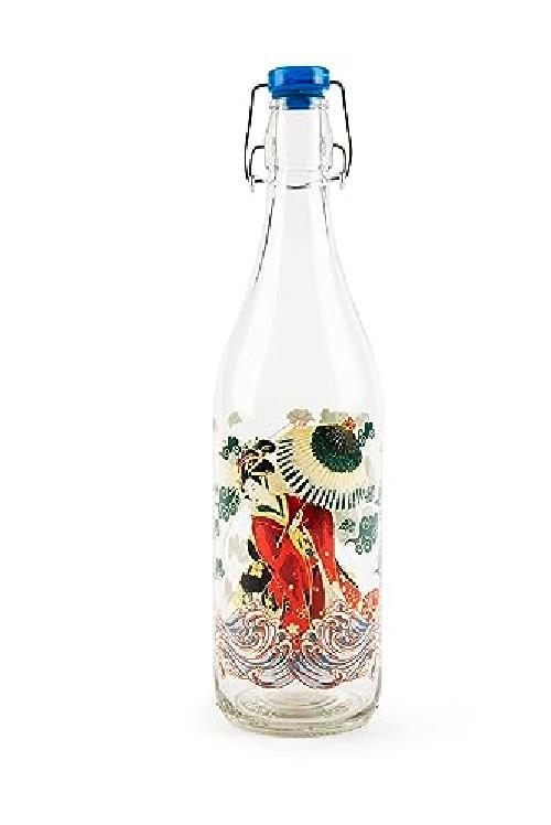 Excelsa Kimono Bottiglia Acqua, 1 Litro, Vetro, con Guarnizione