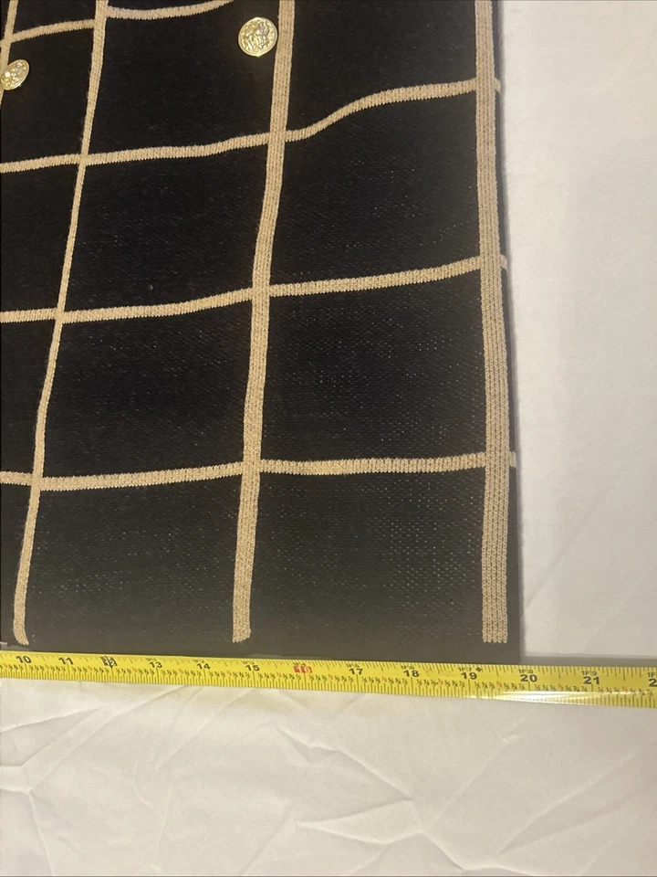 Abrigo Anne Klein Mujer Azul/Marrón Doble Pecho Cuadros Manga Larga Talla S Foto 4 de 4