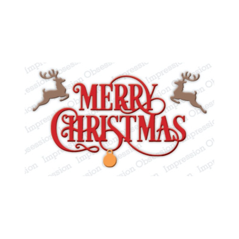 IoStamps Merry Christmas Flourish Reindeer Bauble Die Set Christmas Card Making
