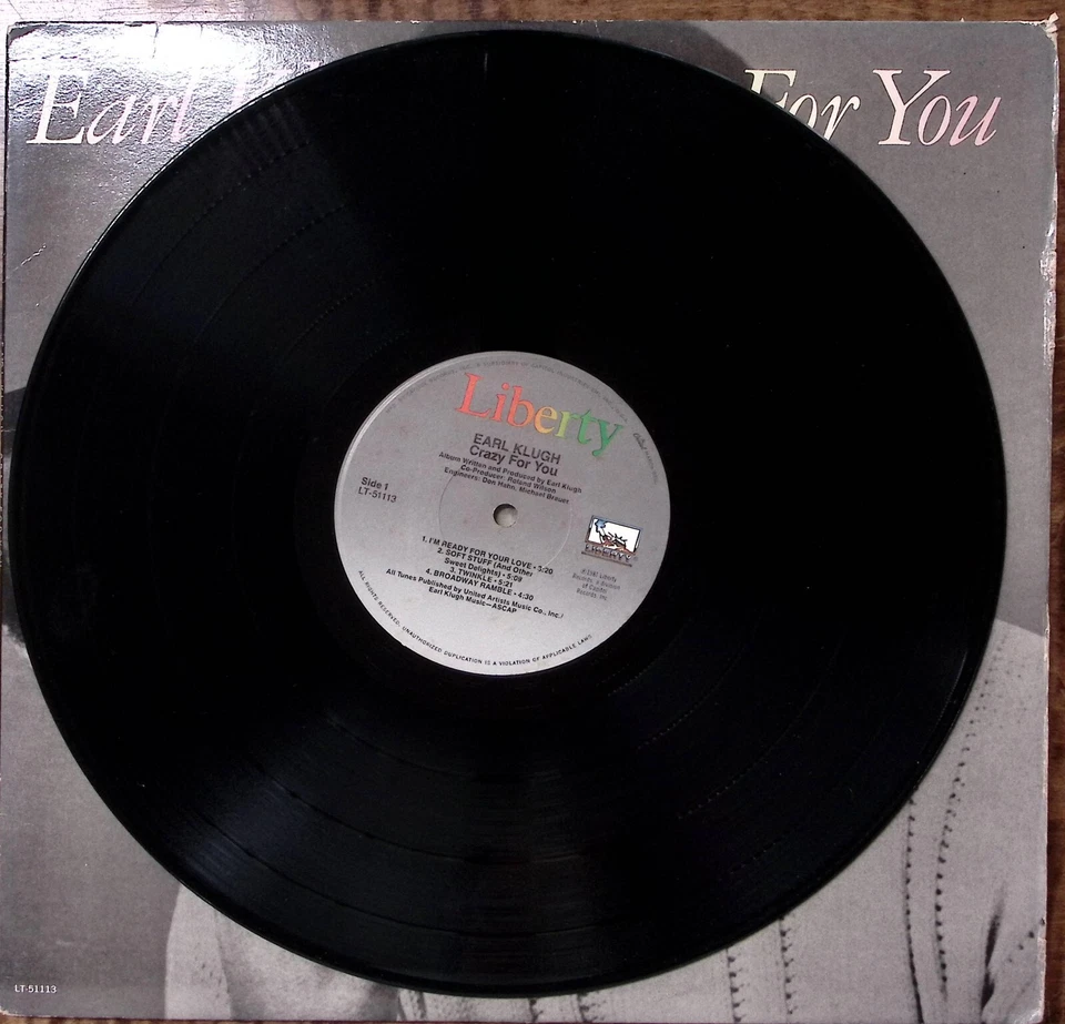 EARL KLUGH CRAZY FOR YOU LIBERTY RECORDS VINYL LP 206-26 - Image 3 of 4
